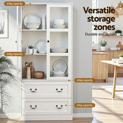 Buffet Sideboard 180cm Hutch Storage Cabinet Kitchen Drawer Door White