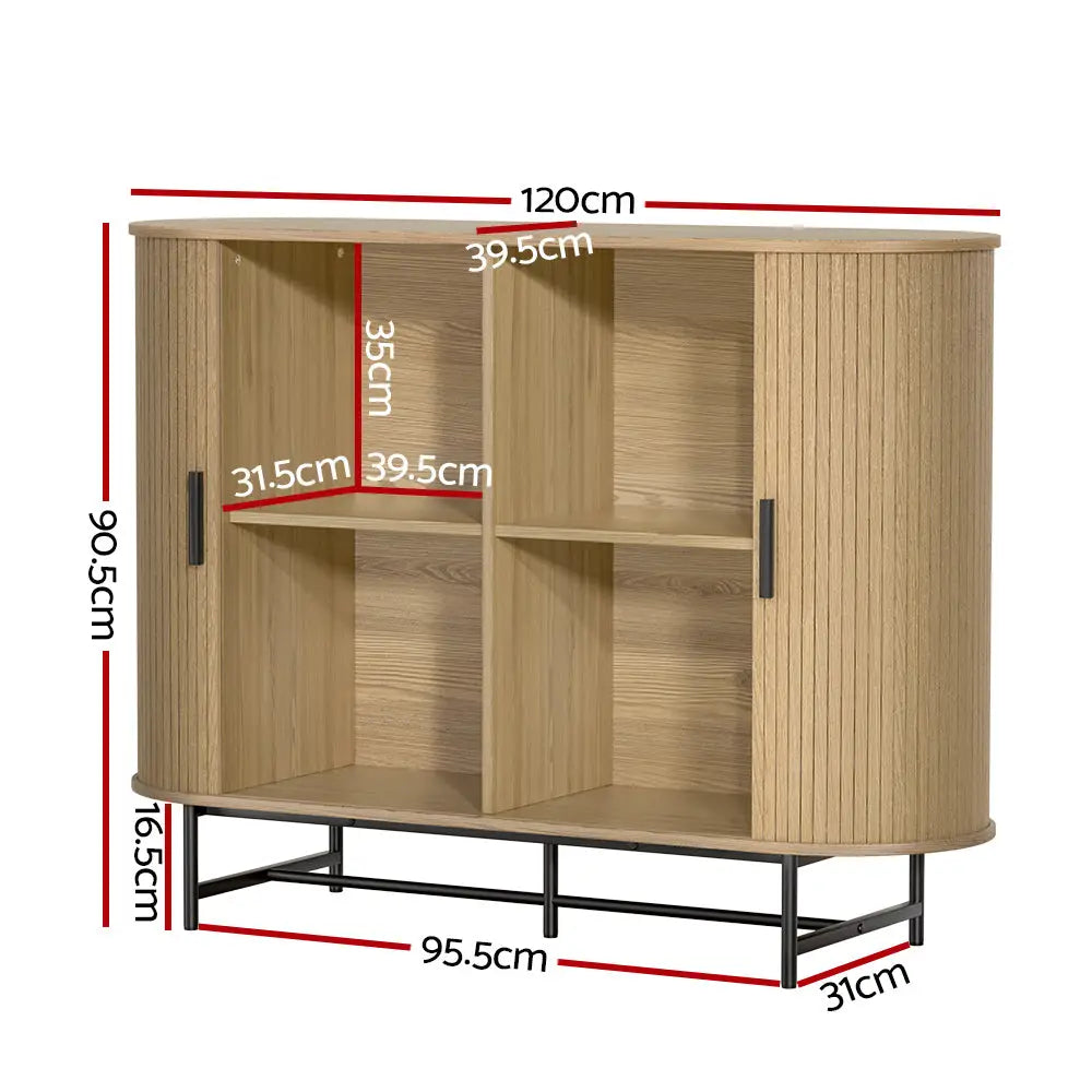 Buffet Sideboard Cupboard Cabinet Sliding Doors Pantry Storage Oak Piia