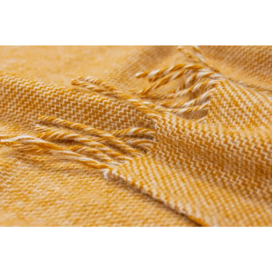 Cambridge Throw - 100% Nz Wool - Mustard | Soft Mustard-yellow Woven Scarf Subtle