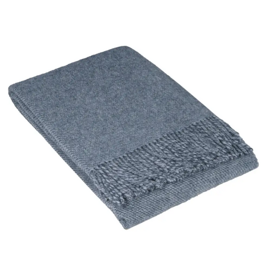 Cambridge Throw - 100% Nz Wool - Navy | Soft Heathered Gray Throw Blanket