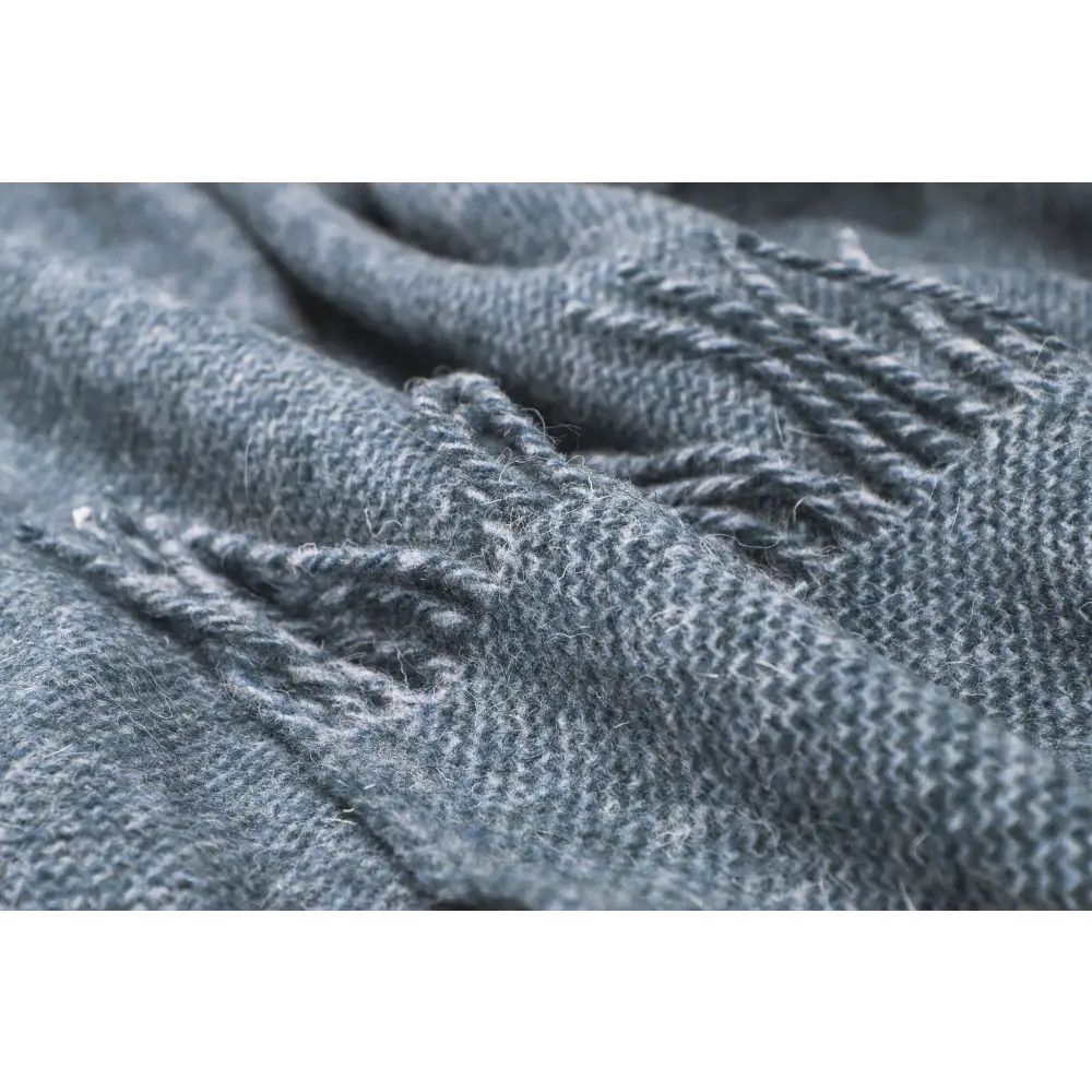 Cambridge Throw - 100% Nz Wool - Navy | Soft Textured Gray Woolen Scarf