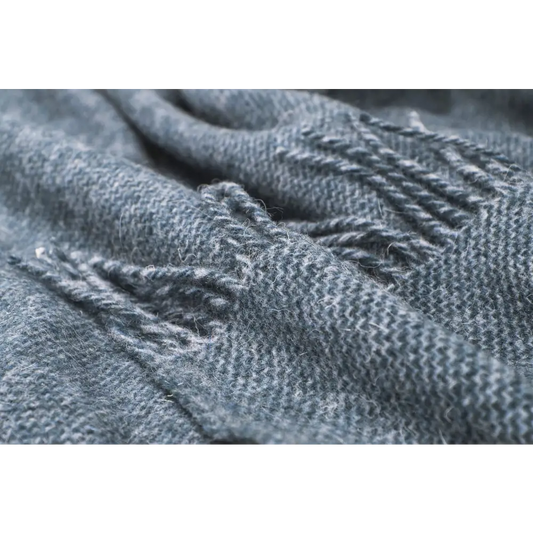 Cambridge Throw - 100% Nz Wool - Navy | Soft Textured Gray Woolen Scarf