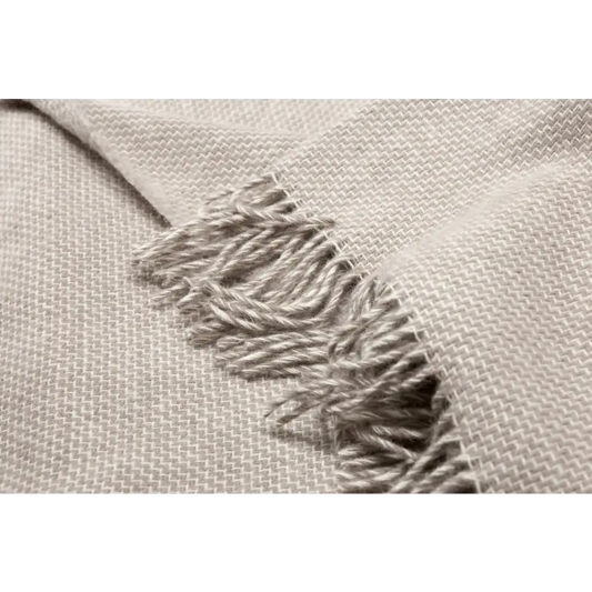 Cambridge Throw - 100% Nz Wool - Silver | Beige Woven Textile Textured Herringbone
