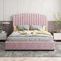 Camelia King Single Size Bed Frame Pink Velvet Upholstery High Headboard Quality Slats Metal Structure