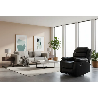 Chelsea 1r Seater Finest Leatherette Recliner Feature Console Led Light Ultra Cushioned