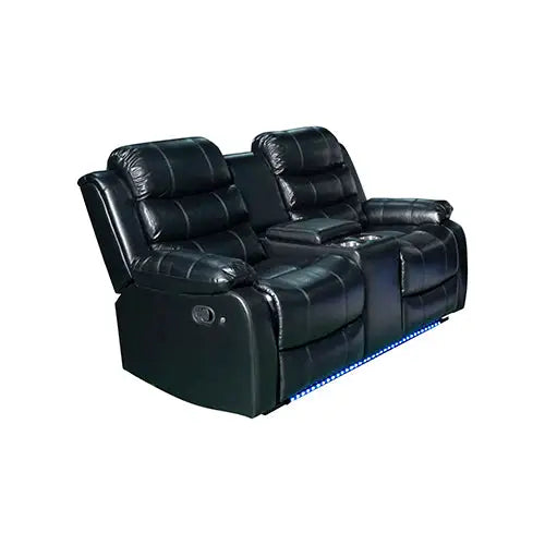 Chelsea 2r Seater Finest Leatherette Recliner Feature Console Led Light Ultra Cushioned