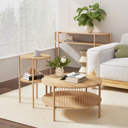 Coffee Table 2-tier Round Wood