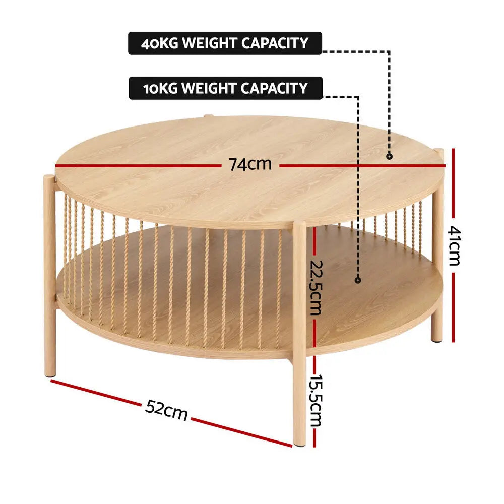 Coffee Table 2-tier Round Wood