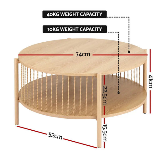 Coffee Table 2-tier Round Wood