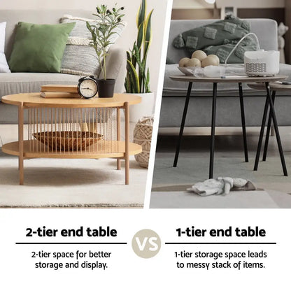 Coffee Table 2-tier Round Wood