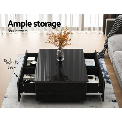 Coffee Table 4 Drawers Black Trevi