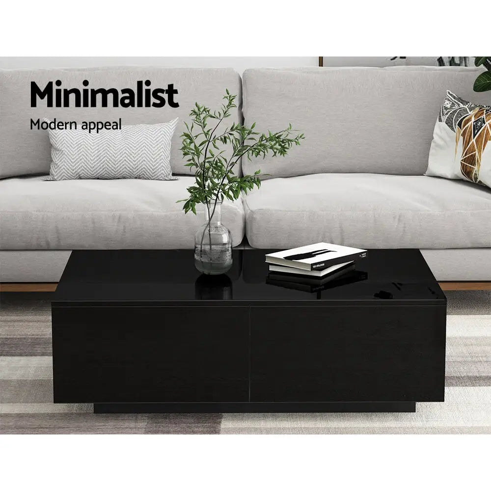 Coffee Table 4 Drawers Black Trevi
