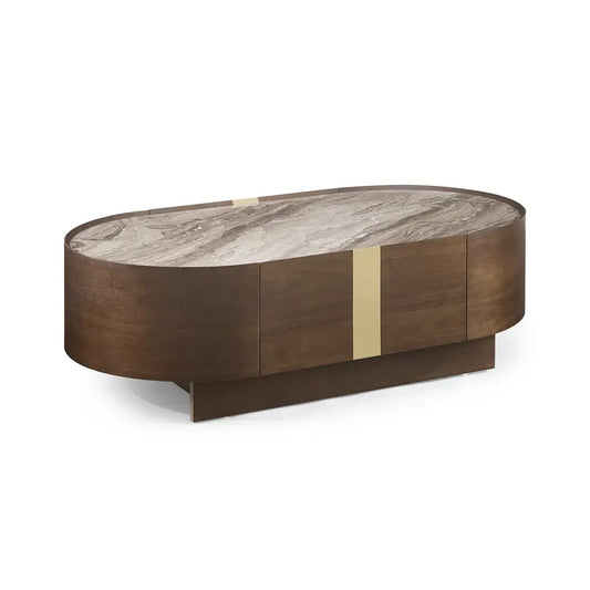 Coffee Table Mdf Board Melamine Interior Ample Storage in Dark Walnut Colour