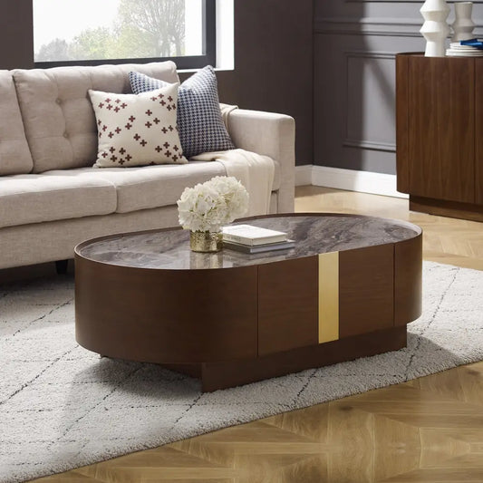 Coffee Table Mdf Board Melamine Interior Ample Storage in Dark Walnut Colour