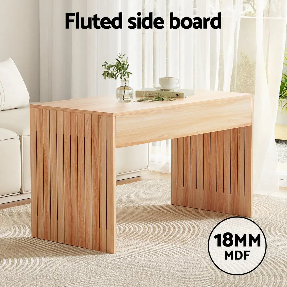 Coffee Table Rectangle Fluted Side 100cm