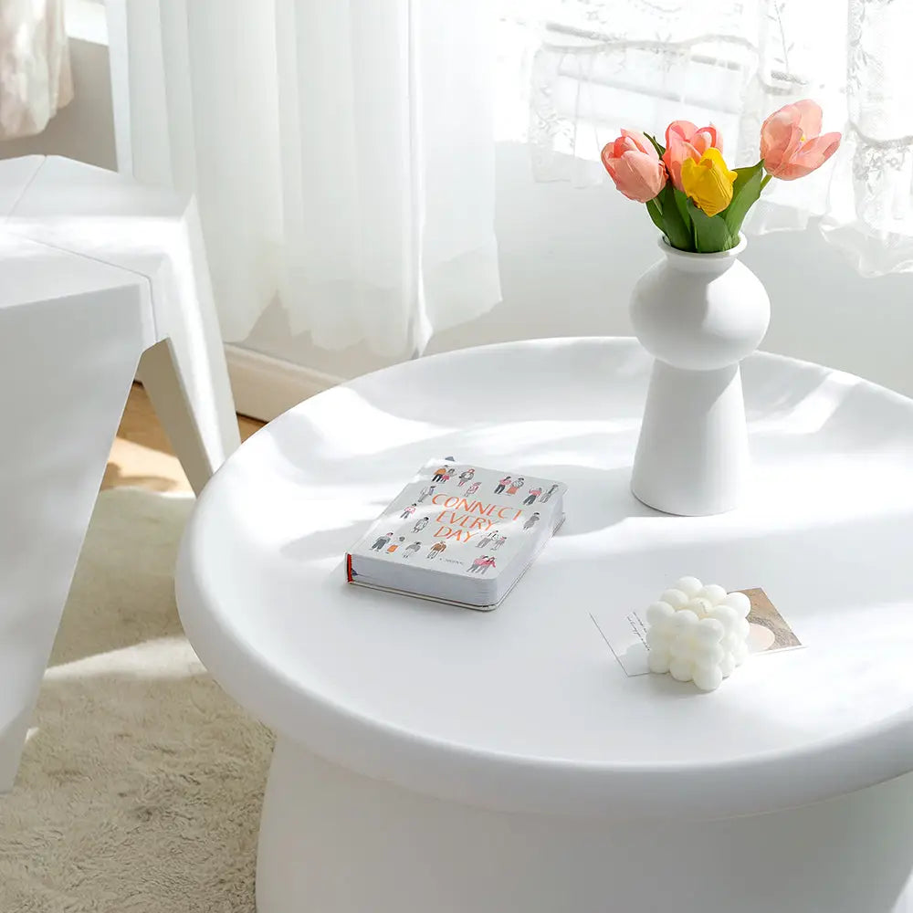 Coffee Table Round 71cm Plastic White
