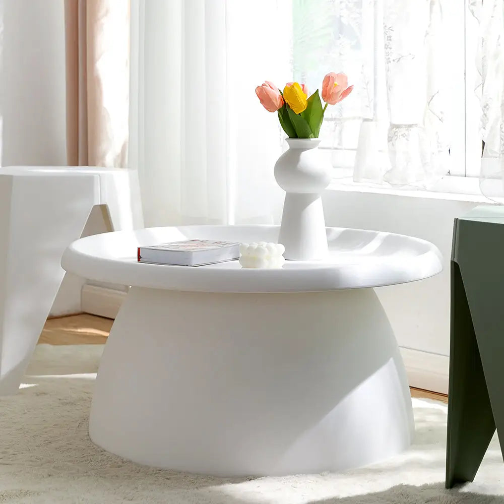 Coffee Table Round 71cm Plastic White