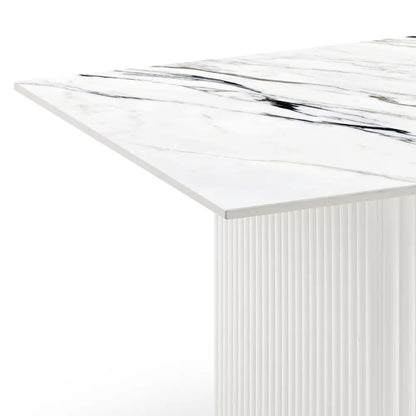 Coffee Table Sintered Stone Top Mdf Base Glossy White