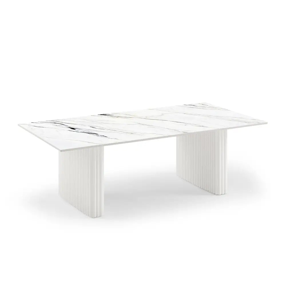 Coffee Table Sintered Stone Top Mdf Base Glossy White