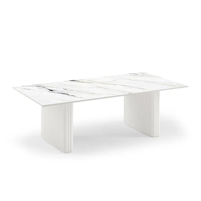 Coffee Table Sintered Stone Top Mdf Base Glossy White