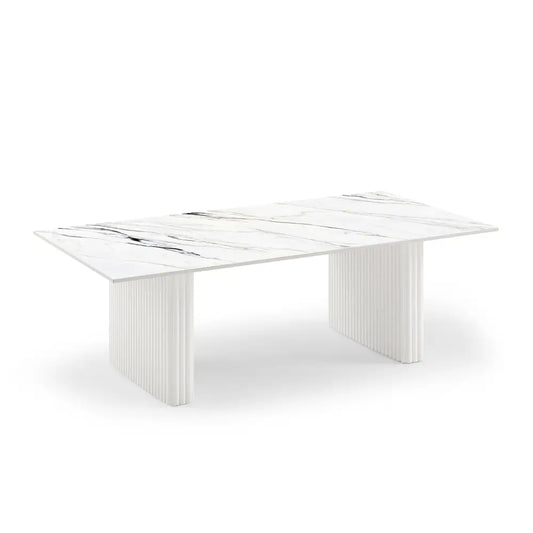 Coffee Table Sintered Stone Top Mdf Base Glossy White