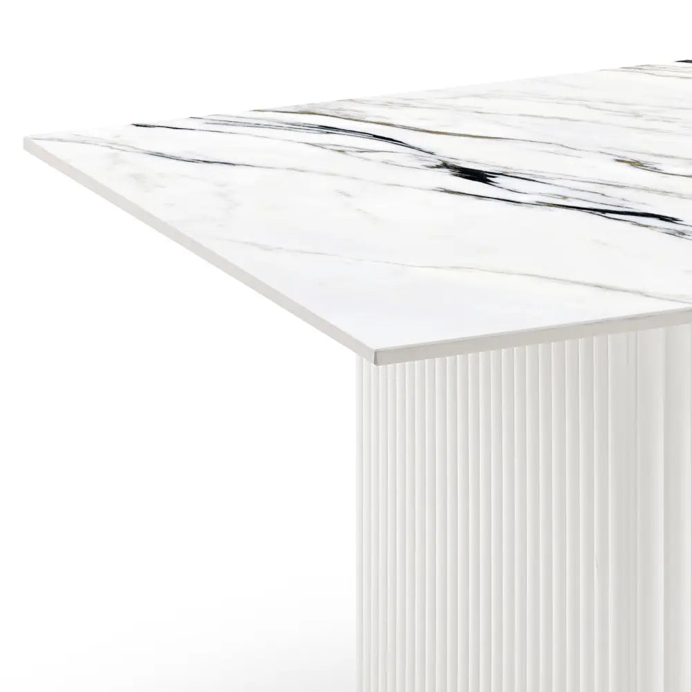 Coffee Table Sintered Stone Top Mdf Base Glossy White