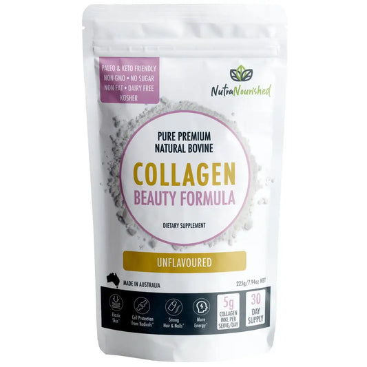 Collagen Beauty Formula Unflavoured | White Resealable Pouch Nutranourished Pure