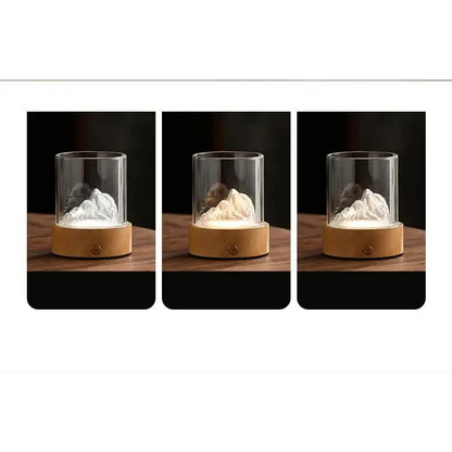 Colorful Glass Mountain Ambient Night Light - Usb Rechargeable Touch Control Bedside Lamp - Adjustable 3-color