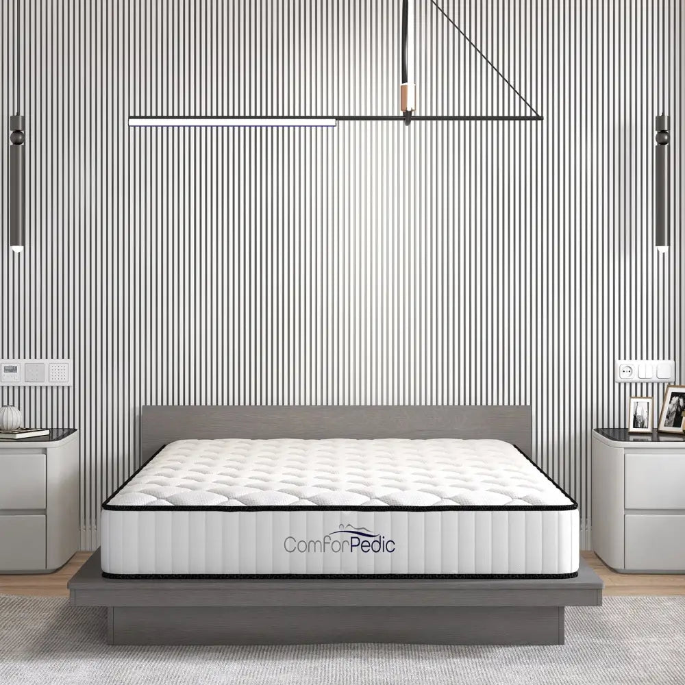 Comforpedic Mattress 5 Zone Medium Support Foam Bonnell Spring 21cm - Queen - White Black