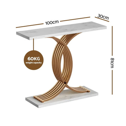 Console Table Marble Effect White&gold