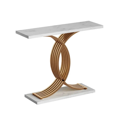 Console Table Marble Effect White&gold
