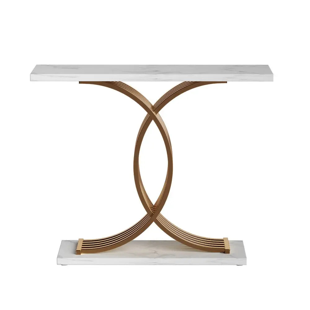Console Table Marble Effect White&gold