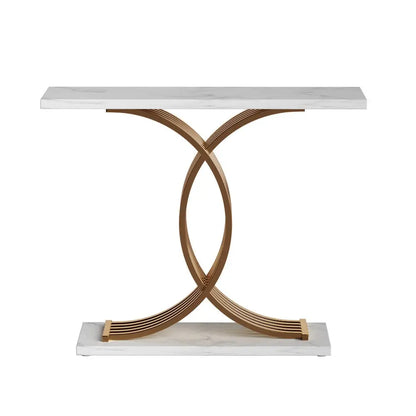 Console Table Marble Effect White&gold