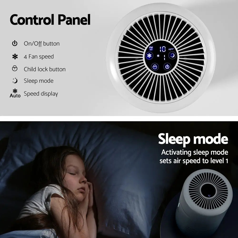 Devanti Air Purifier Hepa Filter Home Purifiers Dust Sensor Pm2.5 Remover