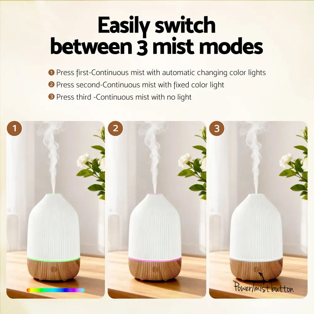 Devanti Ultrasonic Aroma Diffuser Aromatherapy 100ml Led Lights Iron Humidifier Forest