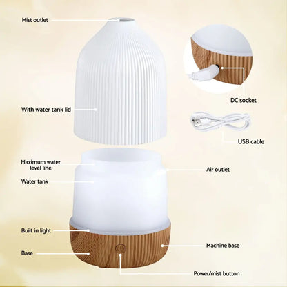 Devanti Ultrasonic Aroma Diffuser Aromatherapy 100ml Led Lights Iron Humidifier Forest