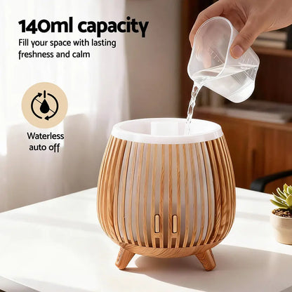 Devanti Ultrasonic Aroma Diffuser Aromatherapy 140ml Led Lights Iron Humidifier Forest Deep Wood