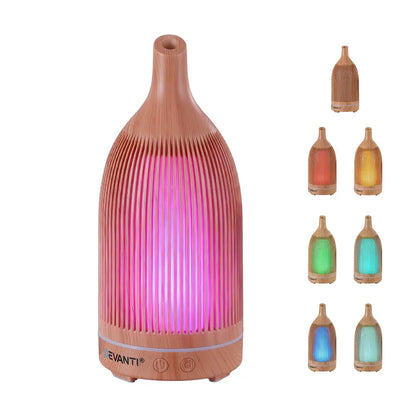 Devanti Ultrasonic Aroma Diffuser Aromatherapy 200ml Led Lights Iron Humidifier Forest Light Wood Grain