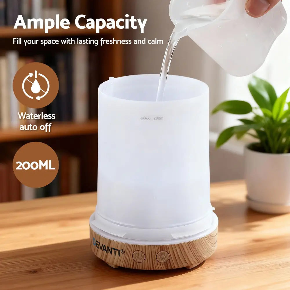 Devanti Ultrasonic Aroma Diffuser Aromatherapy 200ml Led Lights Iron Humidifier Forest