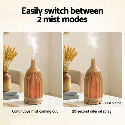 Devanti Ultrasonic Aroma Diffuser Aromatherapy 200ml Led Lights Iron Humidifier Forest Light Wood Grain