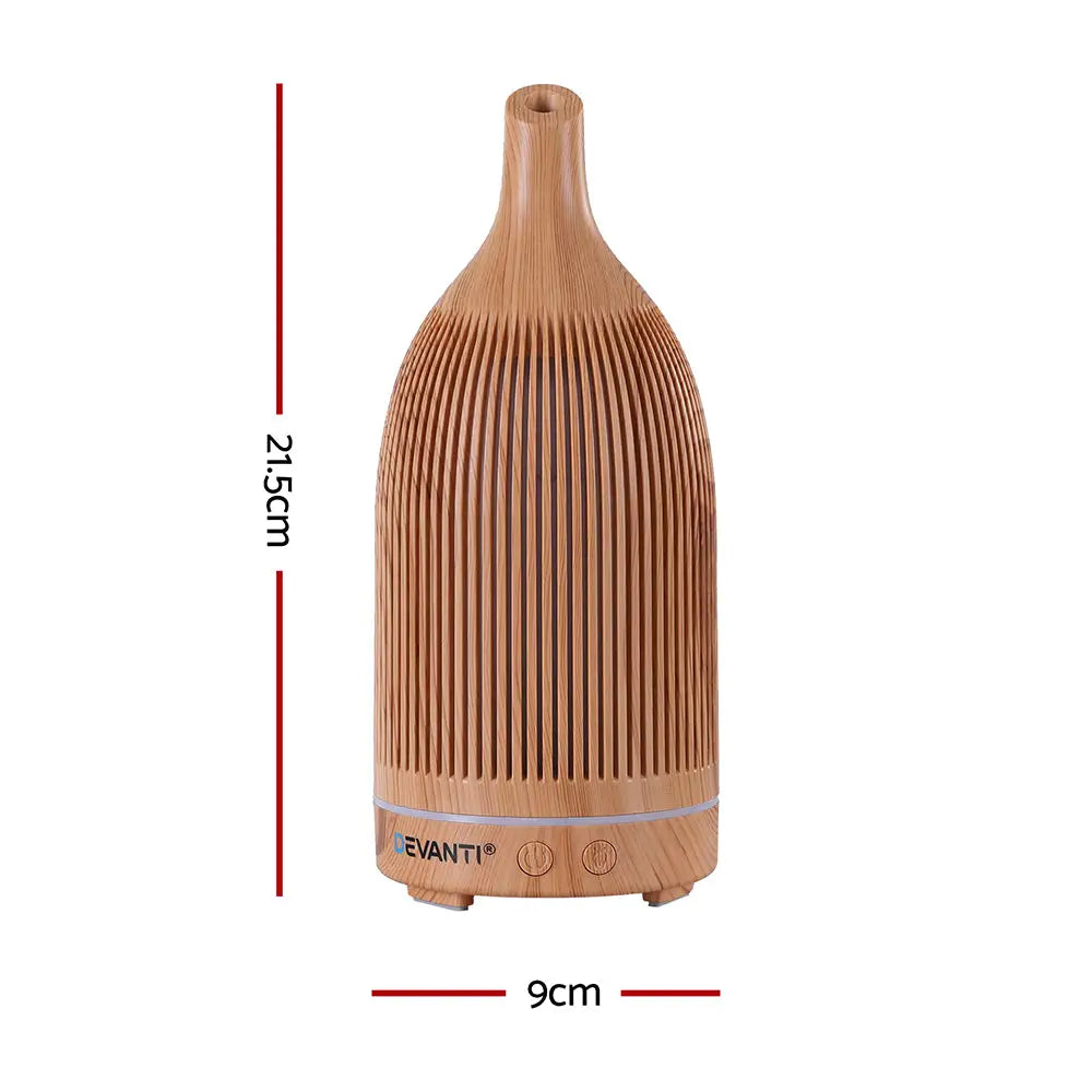 Devanti Ultrasonic Aroma Diffuser Aromatherapy 200ml Led Lights Iron Humidifier Forest Light Wood Grain