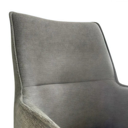 Dining Chair Green Linen Fabric Upholstered Seat Powder Coated Iron Legs