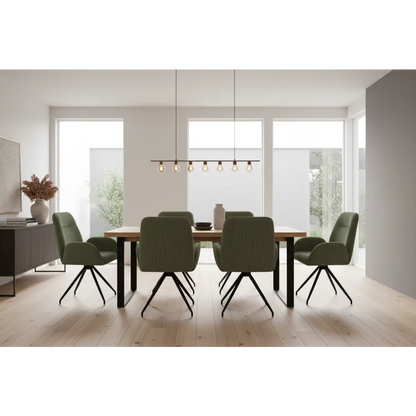 Dining Chair Linen Fabric Upholstered Seat Powder Coated Iron Legs