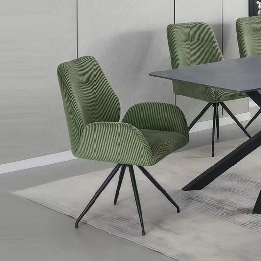 Dining Chair Linen Fabric Upholstered Seat Powder Coated Iron Legs
