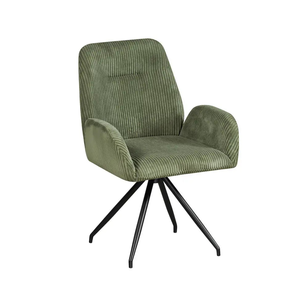 Dining Chair Linen Fabric Upholstered Seat Powder Coated Iron Legs
