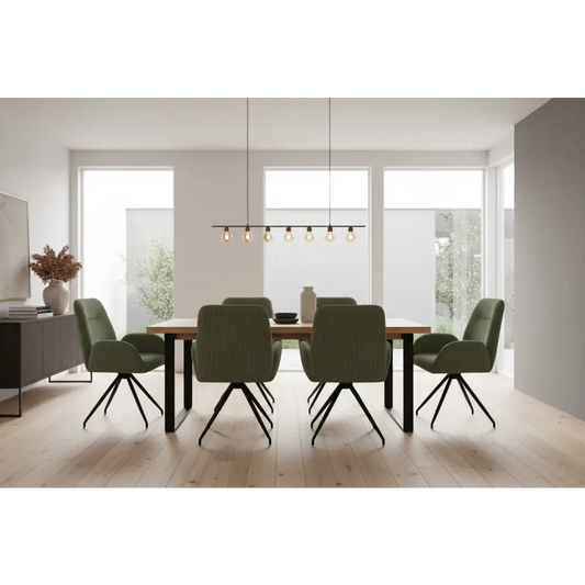 Dining Chair Linen Fabric Upholstered Seat Powder Coated Iron Legs