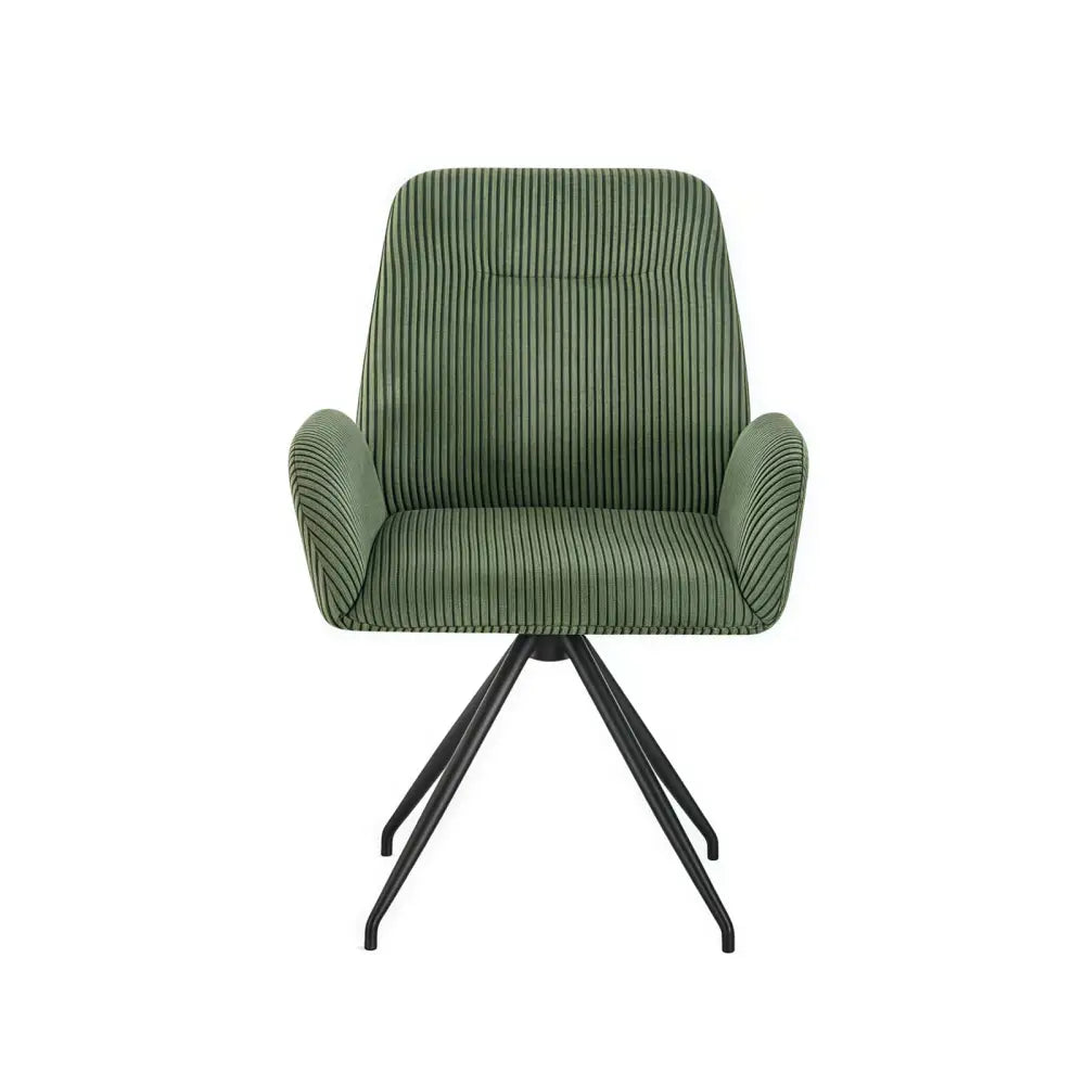Dining Chair Linen Fabric Upholstered Seat Powder Coated Iron Legs
