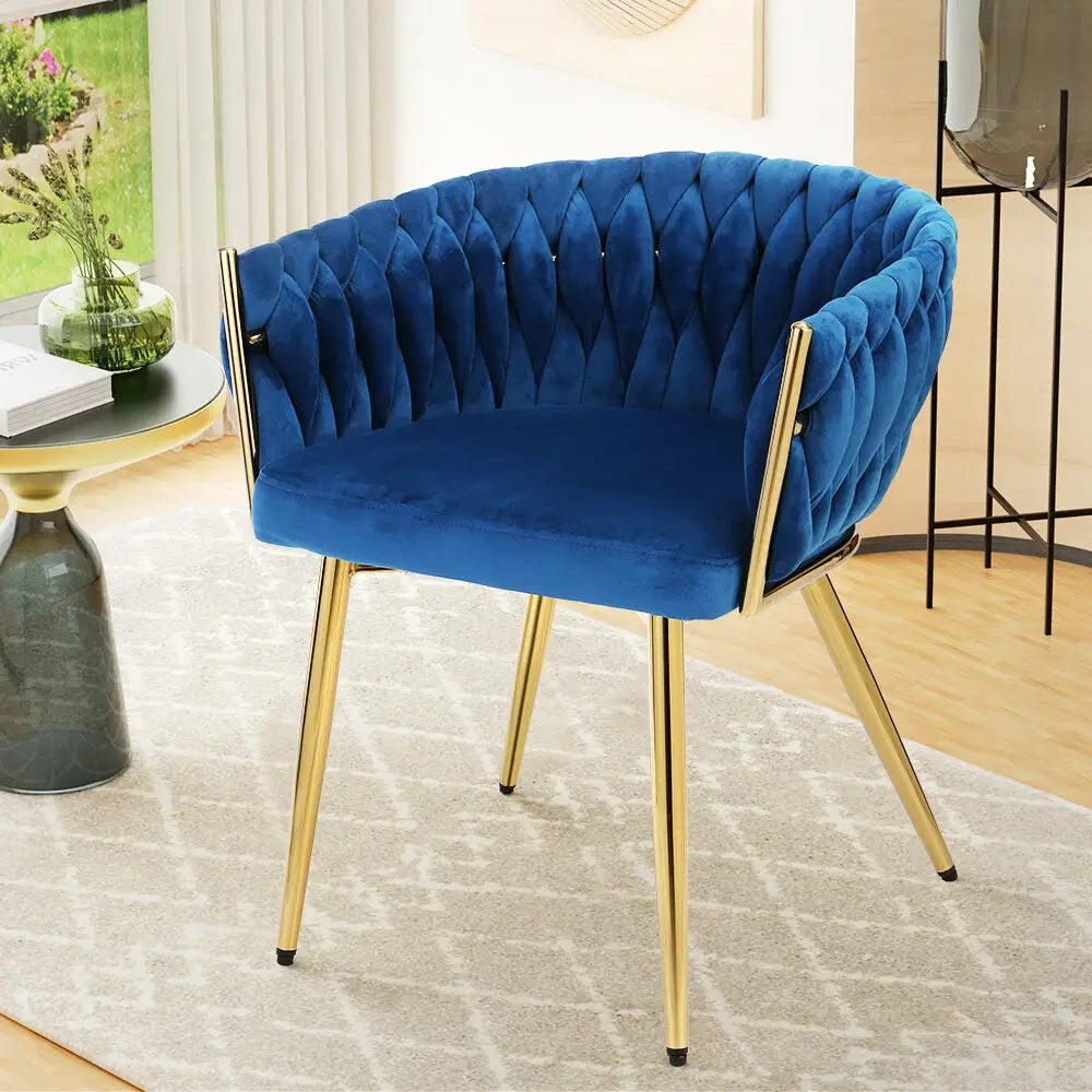 Dining Chair Velvet Weaving Armchair Blue