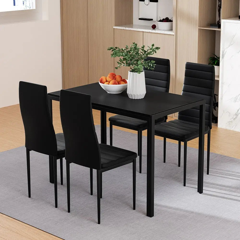 Dining Chairs and Table Set 4 Chair of 5 Black