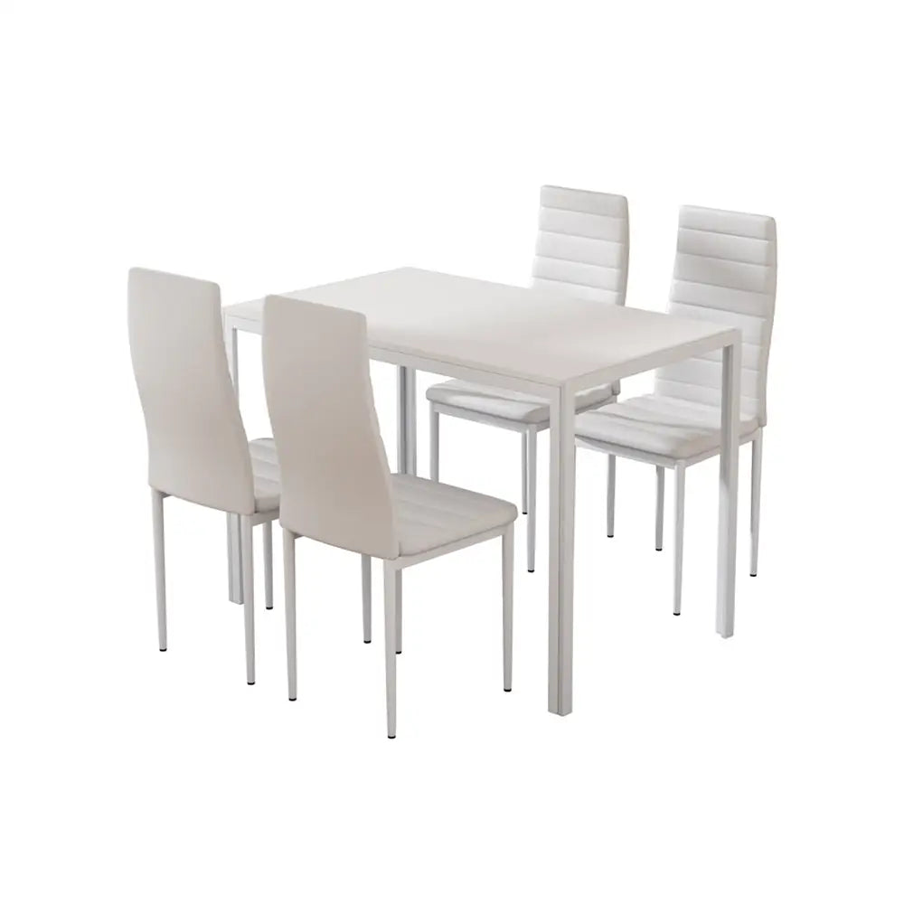 Dining Chairs and Table Set 4 Chair of 5 White